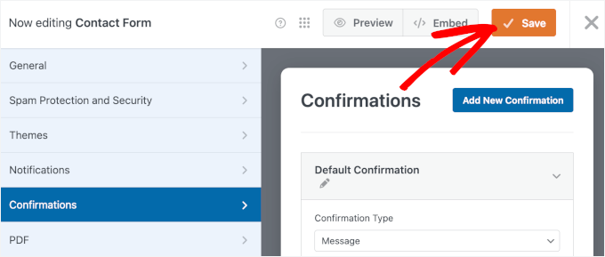 Le bouton Enregistrer dans WPForms