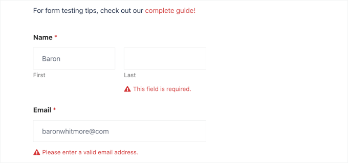 Vérification de la validation du formulaire