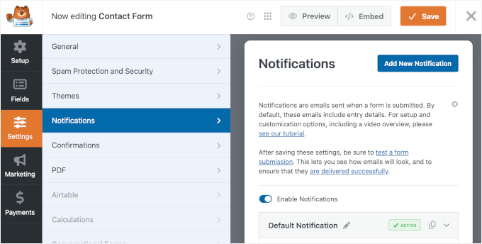 Configuration des notifications par e-mail