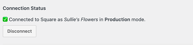 Statut de connexion WPForms Square Statut de connexion WPForms Square
