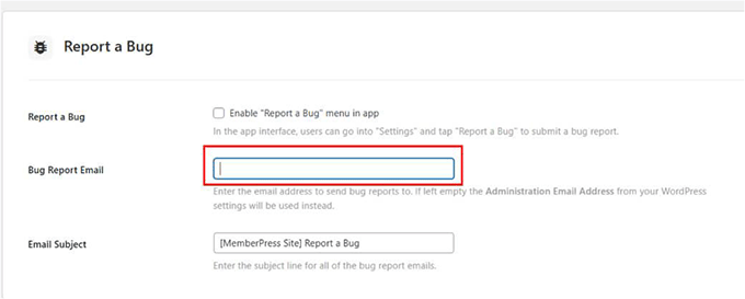Add the Report a Bug feature in MemberPress AppKit