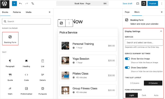 Aggiungere il modulo di prenotazione Sugar Calendar a una pagina WordPress Aggiungere il modulo di prenotazione Sugar Calendar a una pagina WordPress