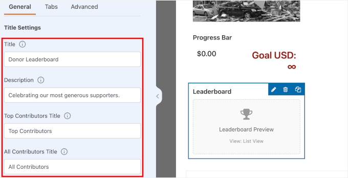 Adjusting the Title Settings