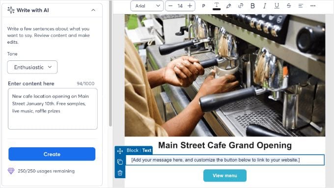 Constant Contact Skriv med AI