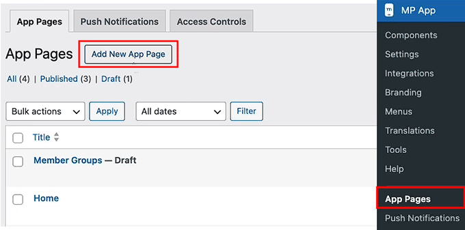 Create an app page in MemberPress AppKit
