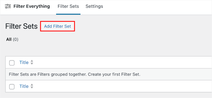 Add a filter set Add a filter set