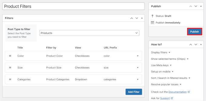 The Publish button in Filter Everything The Publish button in Filter Everything