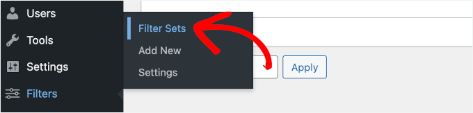 Going to Filter Sets section Going to Filter Sets section