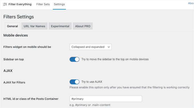Configuring mobile and AJAX Configuring mobile and AJAX