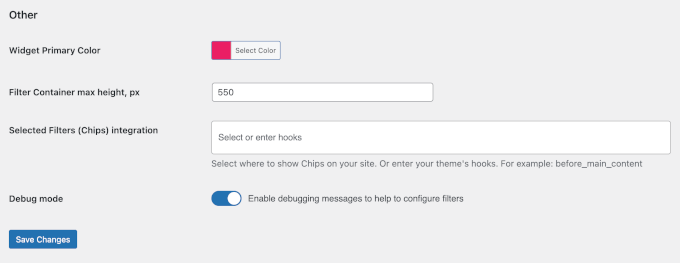 Checking out the Other settings section Checking out the Other settings section