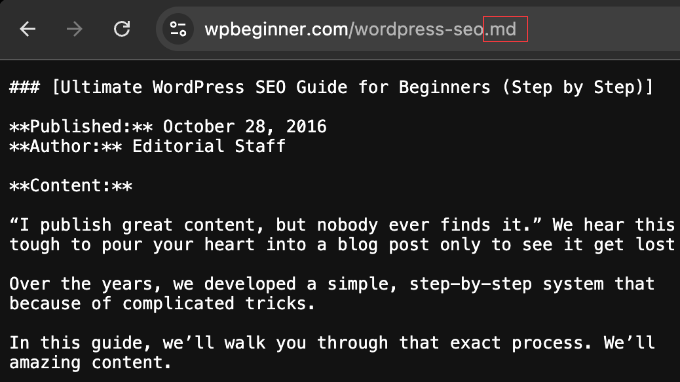 Markdown Preview of a WordPress Post