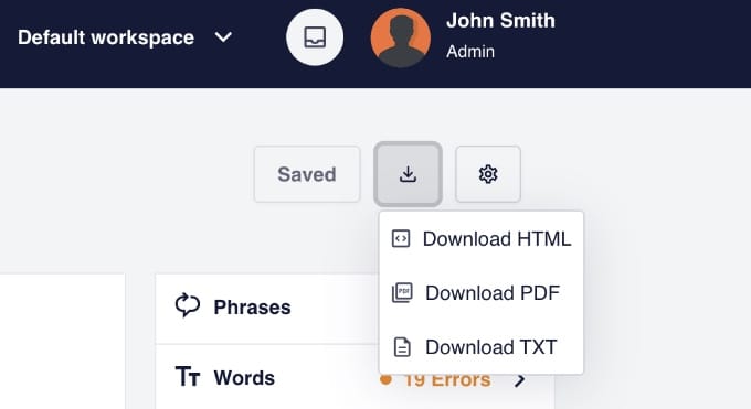 Downloading a Content Brief in SEOBoost