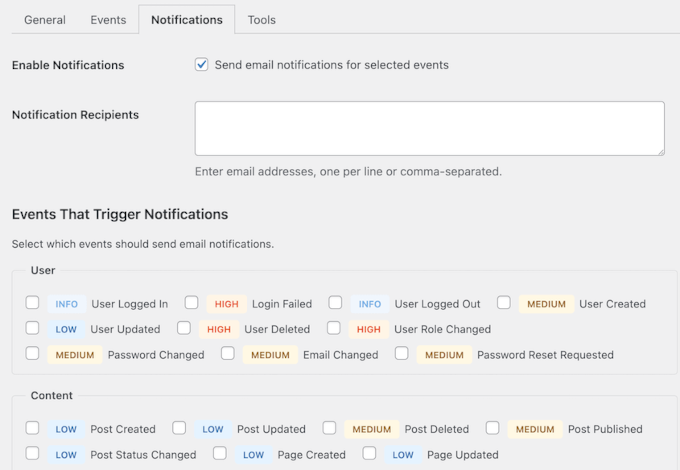 Aktivitetslogg-notifikationer