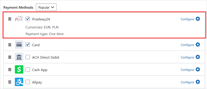 Agrega Przelewy24 como opción de pago en WP Simple Pay