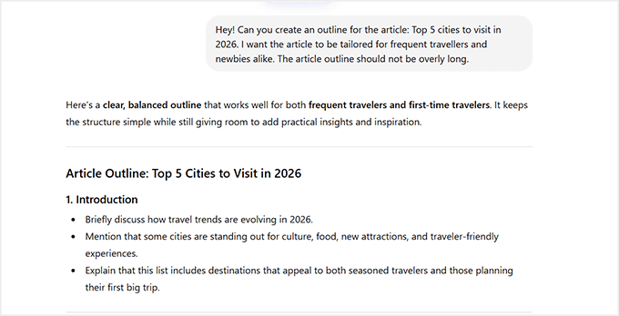 ChatGPT ile bir makale taslağı oluşturun