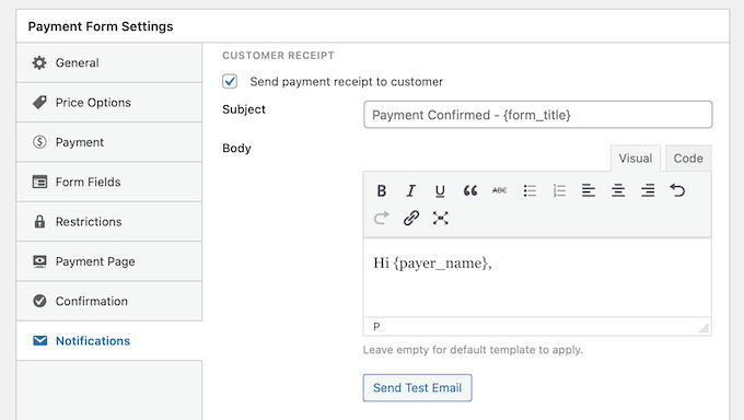 Send automatic payment confirmation emails to your customers 