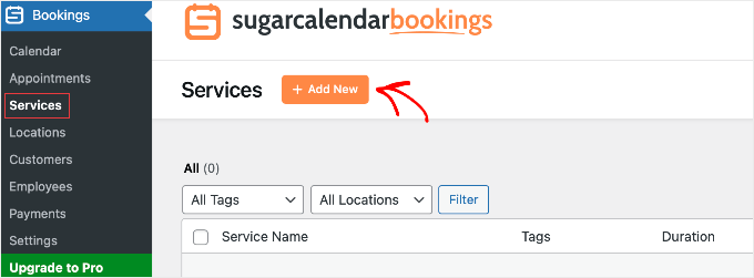 Aggiungere un nuovo servizio in Sugar Calendar Bookings Aggiungere un nuovo servizio in Sugar Calendar Bookings