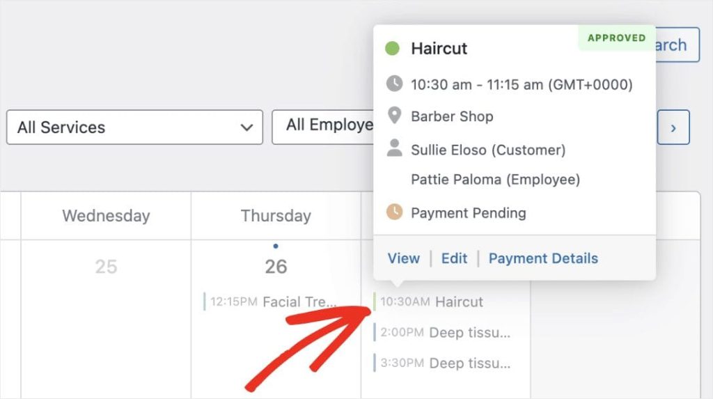 Visualizzare i dettagli dell'appuntamento in Sugar Calendar Bookings Visualizzare i dettagli dell'appuntamento in Sugar Calendar Bookings