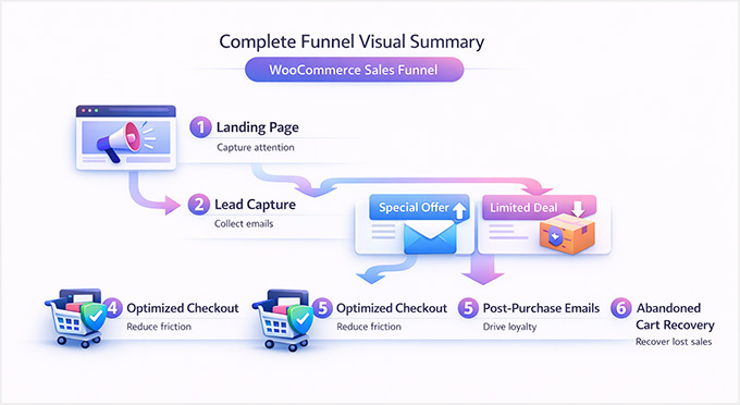 Visual summary of WooCommerce sales funnel