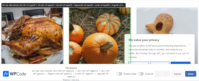 WPCode visuell CSS-väljare