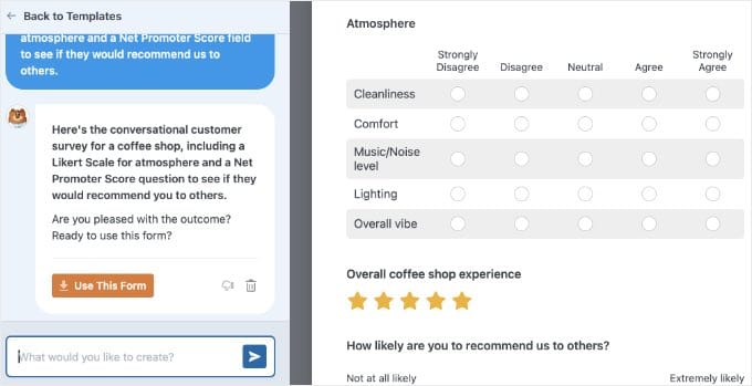 WPForms'ta Yapay Zeka Tarafından Oluşturulan Bir Form