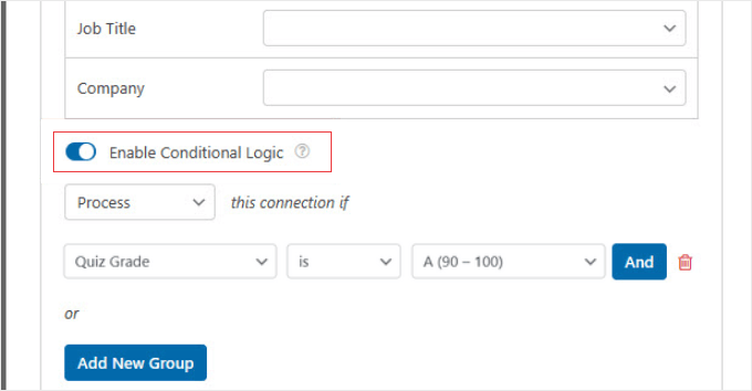 Usando Lógica Condicional no WPForms ao Conectar a Provedores de E-mail Usando Lógica Condicional no WPForms ao Conectar a Provedores de E-mail