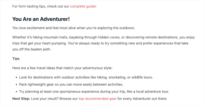 Testa WPForms personlighetsfrågesport Testa WPForms personlighetsfrågesport