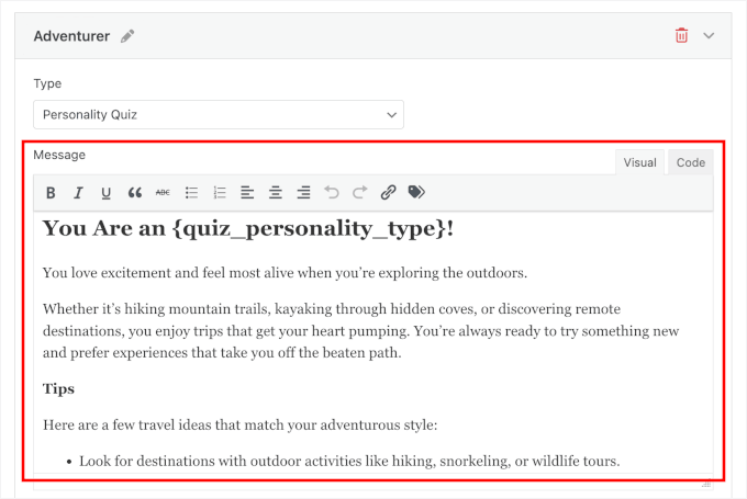 Skriva meddelande för resultat Skriva meddelande för resultat