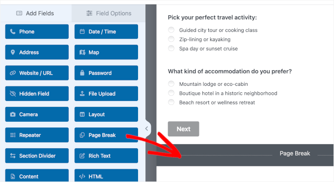 Lägga till en sidbrytning i WPForms Lägga till en sidbrytning i WPForms