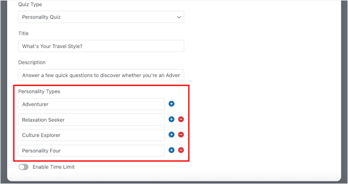 Definiera personlighetstyper för en frågesport Definiera personlighetstyper för en frågesport