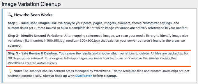 WP Media Cleaner Automatically Backs Up the Deleted Files for 30 Days WP Media Cleanup Automatically Backs Up the Deleted Files for 30 Days