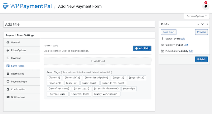 Creating a payment form using drag and drop in WordPress 
