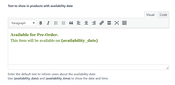 Add pre-order availability text in YITH