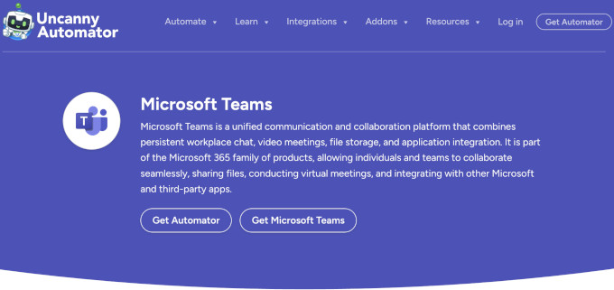 Automator eklentisi artık Microsoft Teams'e bağlanıyor