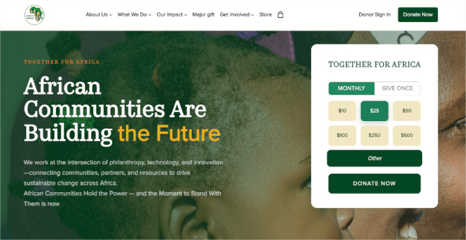 Charitable mini widget'ı