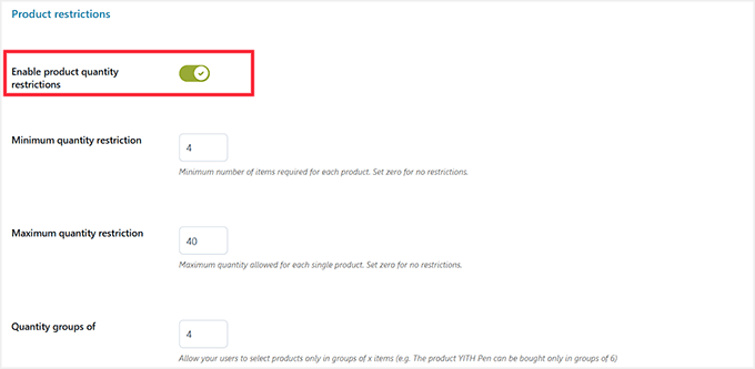 Configurați restricții globale de produse în YITH