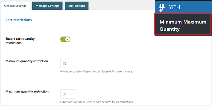 Configurați restricții de cantitate minimă și maximă a coșului în YITH