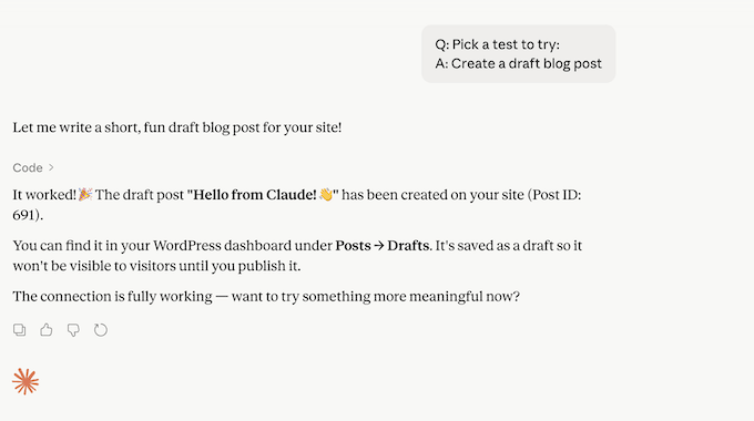 Drafting a post using your preferred AI client 