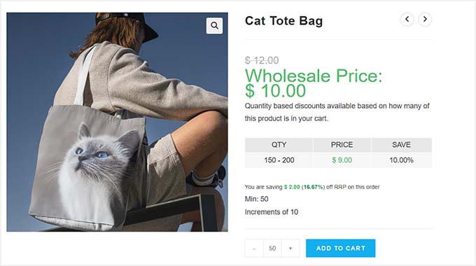 Previzualizare a cerinței minime de comandă în Prețuri en-gros