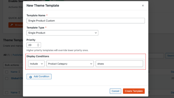 Ajouter un tableau des tailles à une catégorie de produits à l'aide de SeedProd