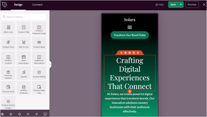 Solara by SeedProd's mobile preview