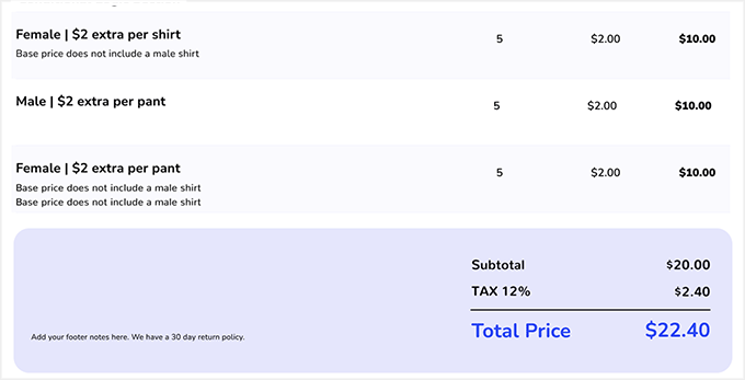 Impozit calculat în Calculatorul de Costuri Elegant