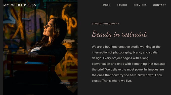An example of a custom theme, created using WPVibe 