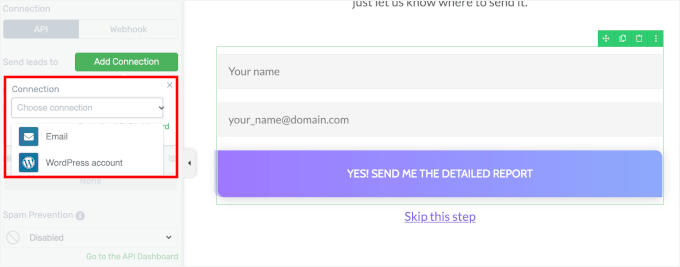 Adding connection in the optin gate