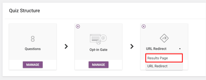 Choosing to show a results page with social share badge