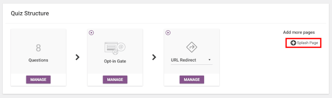 Adding Splash Page in Thrive Quiz Builder