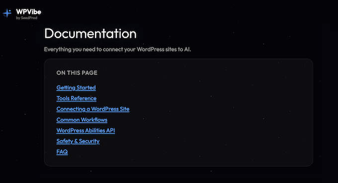 WPVibe's helpful online documentation 