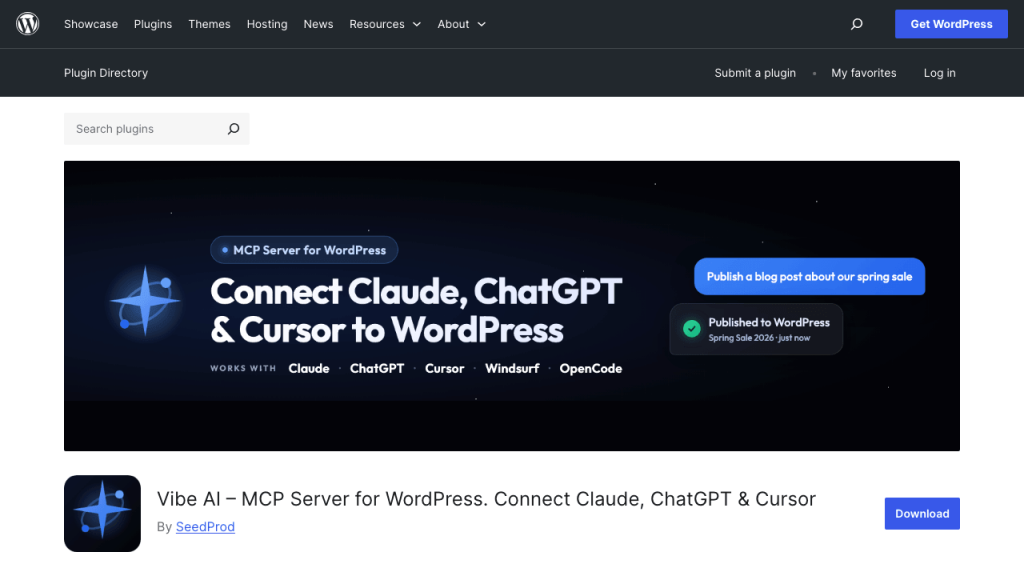 The free WPVibe WordPress plugin 