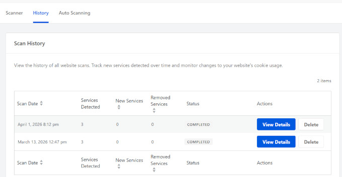 Geçmiş tarama geçmişinizi inceleyin