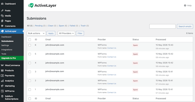 The ActiveLayer anti-spam service for WordPress 